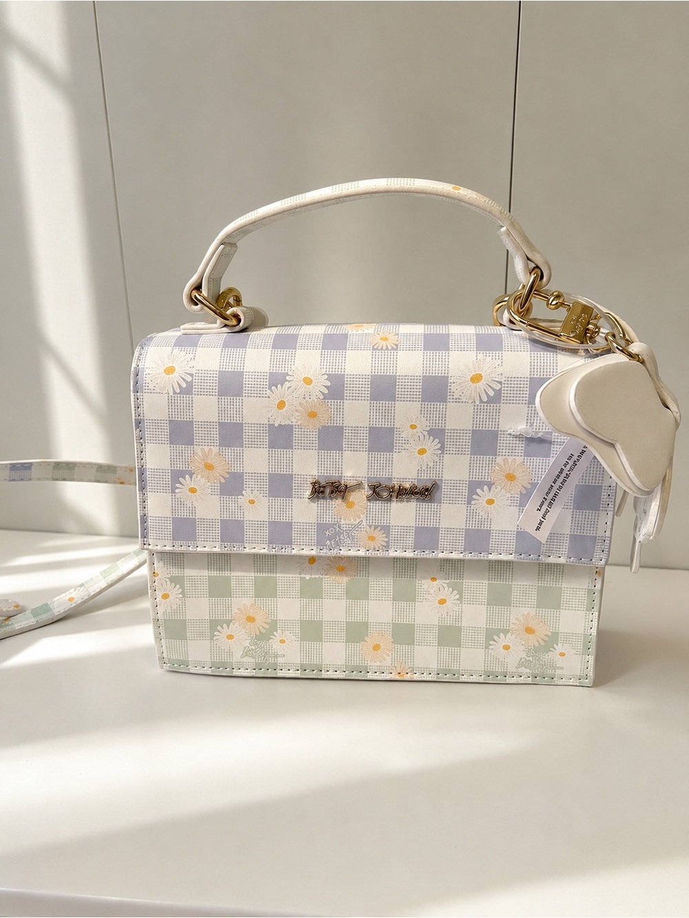 Betsey Johnson Daisy Gingham Top Handle Crossbody Bag